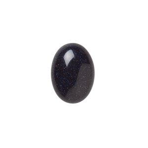 Cabochon, blue goldstone (glass) (man-made), 18x13mm calibrated oval. Sold per pkg of 2.