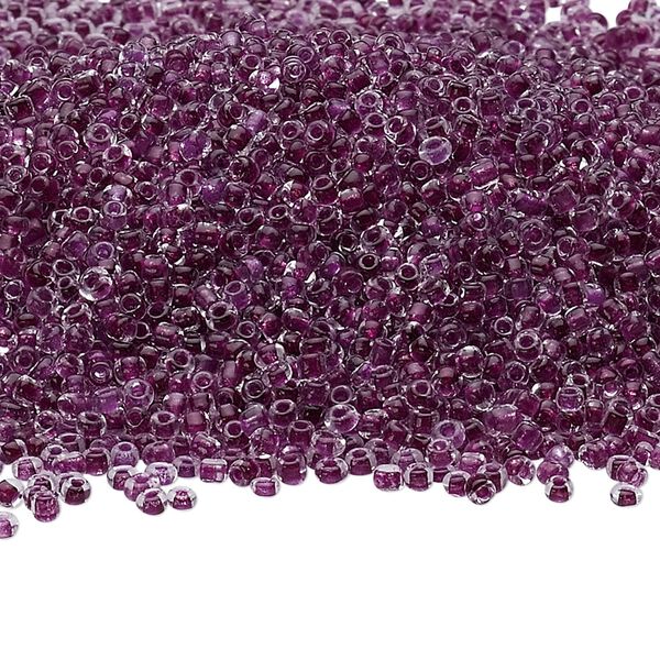 Seed bead, Ming Tree&trade;, glass, pkg/1 pound, #11 round, transparent color-lined amethyst purple. image number 0
