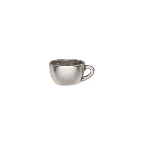Charm, antiqued sterling silver 1pkg1, 13.5mmx6.5mm 3D cocoa mug.
