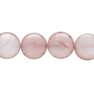 Mother-of-pearl shell 1pkg1, puffed flat round bead 15 inch light taupe 12-13mm