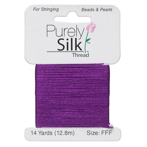 Thread, Purely Silk&trade;, 3-ply, plum, size FFF. Sold per 14-yard card.