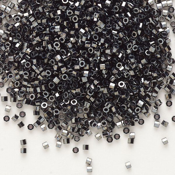 Seed bead, Delica&reg;, glass, pkg/50g, #11 cut, opaque metallic gunmetal (DBC-0001). image number 0