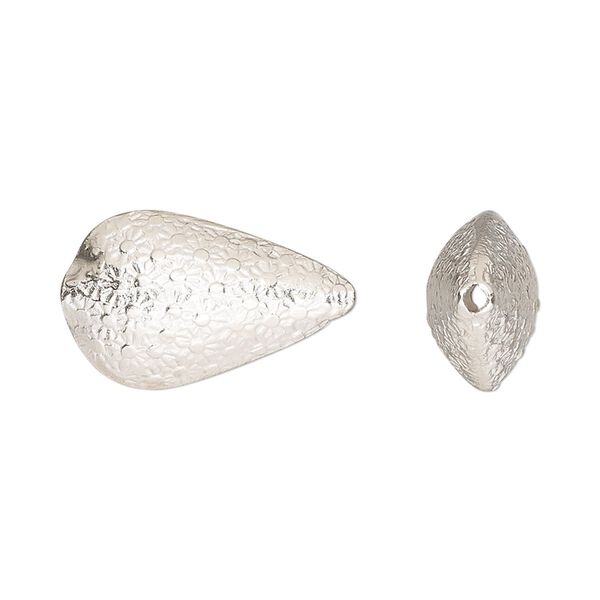 Bead 1pkg1 fine silver, 21x13mm teardrop / flower, Hill Tribes image number 0