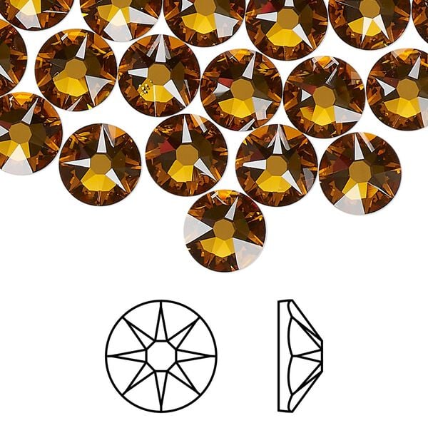 Flat back 144pk topaz foil back, Swarovski&reg; 8.412-8.672mm rose round SS40 2088 image number 0
