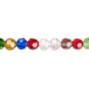 Bead 1pk 32 facets opaque to transparent mixed colors, Celestial Crystal&reg; 6mm round 15.5-16 inch
