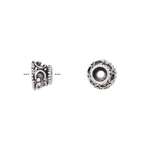Bead 1pkg12 "pewter", 9x6mm fancy cone, antiqued