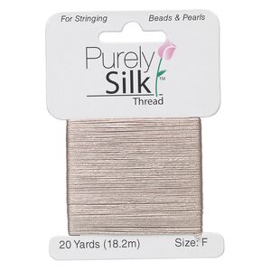 Thread, Purely Silk&trade;, grey, size F. Sold per 20-yard card.