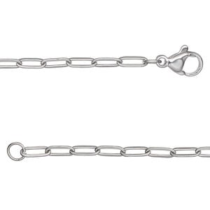 Chain 1pkg1 paperclip, 2.6mm / lobster claw clasp, stainless steel 16 inch
