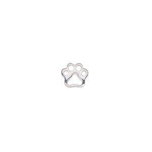 Charm, sterling silver, 8x7mm single-sided open paw print. Sold individually.