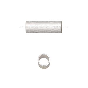 Bead 1pkg10 silver-finished, 18.5x6mm tube / geometric, steel