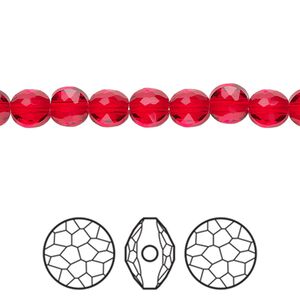 Bead 288pk light siam, Swarovski&reg; 6mm puffed round 5034