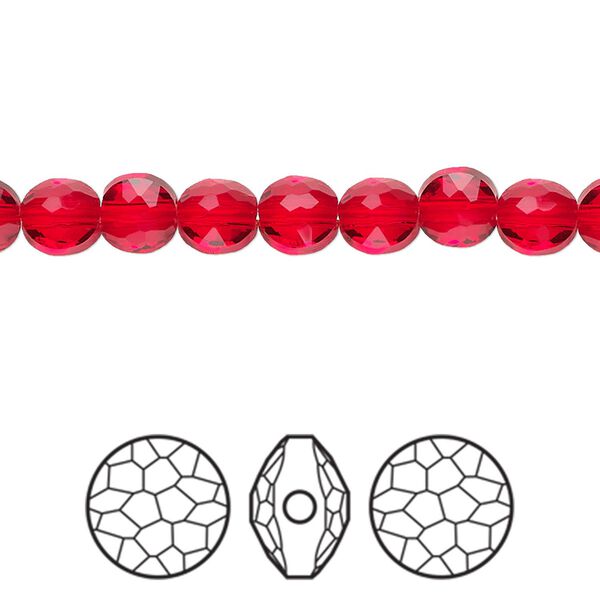 Bead 288pk light siam, Swarovski&reg; 6mm puffed round 5034 image number 0