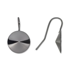 Ear wire 1pkg10 Almost Instant Jewelry&reg;, 21mm / 14mm rivoli glue-in setting, 18-20 gauge gunmetal-finished brass 5 pair