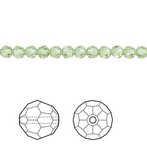 Bead 144pk peridot, Crystal Passions&reg; 4mm round 5000