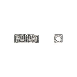 Bead 1pkg20 silver-plated "pewter", 14x5mm square tube / Greek, antique