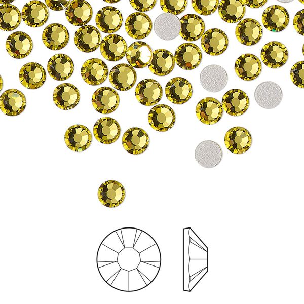 Flat back 1440pk acid yellow foil back, Preciosa MAXIMA Czech crystal hotfix rhinestone 3.8-4mm chaton rose round SS16 image number 0