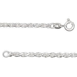 Chain 1pkg1 sterling silver French rope, 2.75mm / mixed clasp, 30 inch
