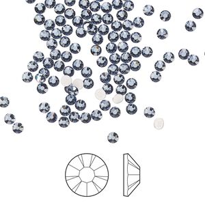 Flat back 1440pk denim blue foil back, Preciosa MAXIMA Czech crystal hotfix rhinestone 2.3-2.5mm chaton rose round SS8