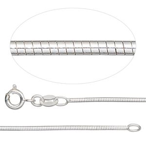 Chain 1pkg1 sterling silver omega, 1.2mm / springring clasp, Gossamer&trade; 16 inch