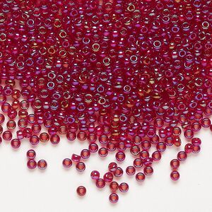 Seed bead, Preciosa Ornela Czech glass, pkg/500g, #11 rocaille, translucent rainbow garnet, (91120).