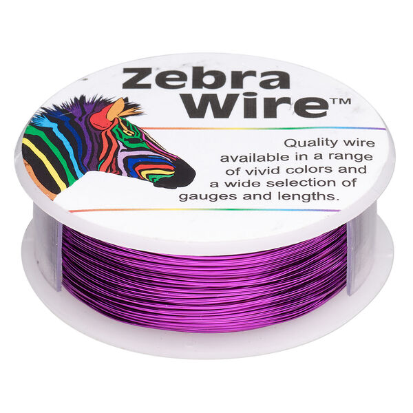 Wire, Zebra Wire&trade;, color-coated copper, magenta, round, 24 gauge. Sold per 20-yard spool. image number 0