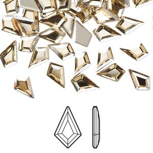 Flat back 6pk crystal golden shadow foil back, Crystal Passions&reg; 8.6x5.6mm kite 2771