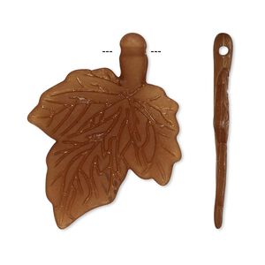 Focal, acrylic, frosted brown, 33x26mm side-drilled leaf. Sold per pkg of 50.