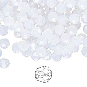 Bead 144pk white opal, Preciosa Czech crystal 5mm round