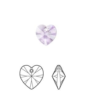 Drop 24pk violet, Crystal Passions&reg; 10mm pendant heart 6228