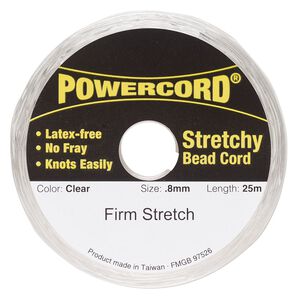 Cord, Powercord&reg;, elastic, clear, 0.8mm, 8.5 pound test. Sold per 25-meter spool.