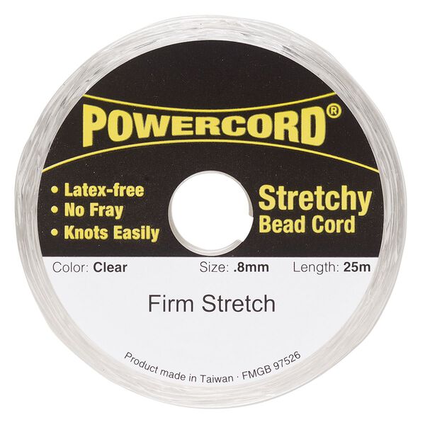 Cord, Powercord&reg;, elastic, clear, 0.8mm, 8.5 pound test. Sold per 25-meter spool. image number 0