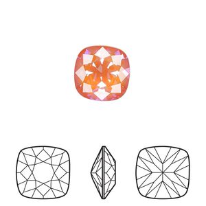 Fancy stone 6pk crystal orange glow DeLite, Crystal Passions&reg; 12mm cushion 4470