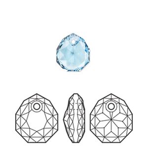 Drop 1pk aquamarine, Crystal Passions&reg; 11.5x10mm pendant majestic 6436