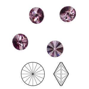 Chaton 8pk iris foil back, Crystal Passions&reg; 8.16-8.41mm rivoli SS39 1122