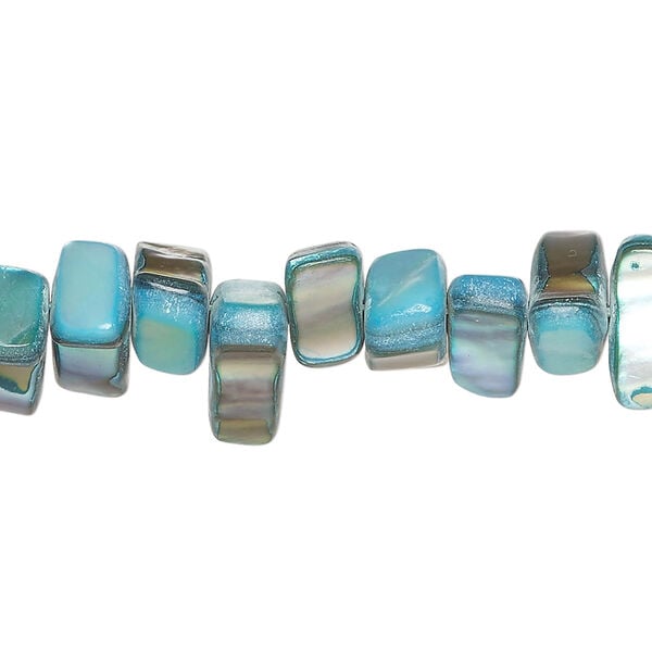 Mother-of-pearl shell 1pkg1, triangle tube bead 15 inch dark teal blue 8x4mm-14x6mm image number 0