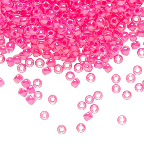 Seed bead, TOHO BEADS&reg;, glass, pkg/50g, #8 round, translucent luminous inside color neon pink (TR-08-978). image number 0