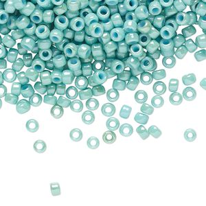 Seed bead, TOHO BEADS&reg;, glass, pkg/7.5g, #8 round, opaque luster lagoon (TR-08-1611).