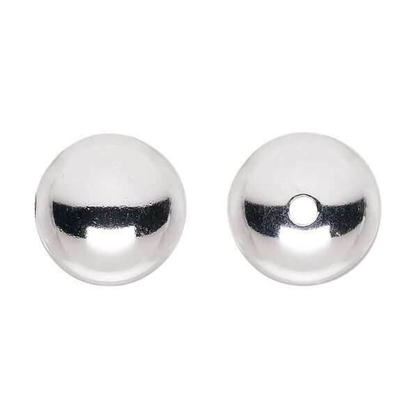 Bead 1pkg6 sterling silver, 16mm seamless round image number 0