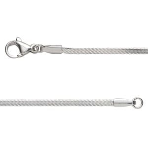Chain 1pkg2 herringbone, 1.8mm / lobster claw clasp, stainless steel 24 inch