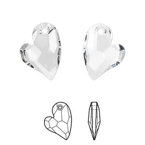 Drop 1pk crystal, Crystal Passions&reg; 17x13mm pendant asymmetrical heart 6261