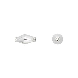 Bead 1pkg6 sterling silver, 12x6mm double cone, Rajasthani