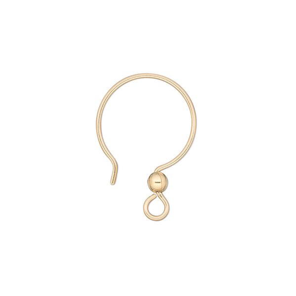 Ear wire, 14Kt gold-filled, 22mm French hook with 3mm ball and open loop, 20 gauge. Sold per pair. image number 0