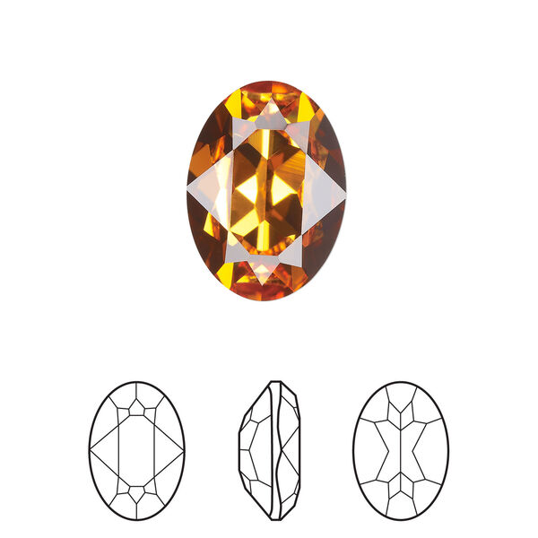 Fancy stone 1pkg1 dark orange (HICT) foil back, Crystal Passions&reg; 18x13mm oval 4120 image number 0