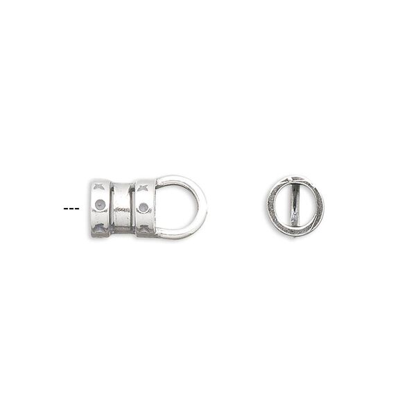 Crimp end 1pkg10 sterling silver, 6.5x6mm tube / loop / 4mm inside diameter, antiqued image number 0
