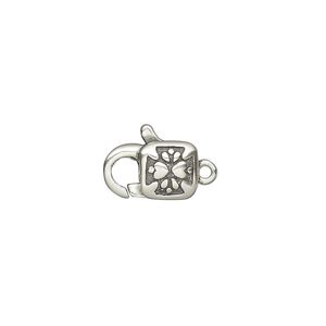 Clasp lobster claw 1pkg1 sterling silver, 13x8mm double-sided, antiqued 1-strand