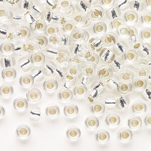 Seed bead, Miyuki, glass, pkg/25g, #6 rocaille, transparent silver-lined crystal clear, (RR-131S).