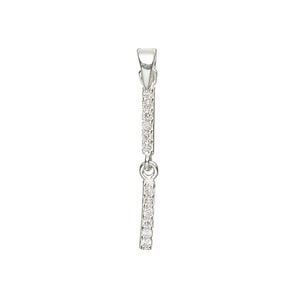 Pendant, cubic zirconia and sterling silver, clear, 24mm single-sided dangle. Sold individually.