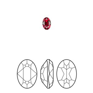 Fancy stone 4pk scarlet foil back, Crystal Passions&reg; 6x4mm oval 4120