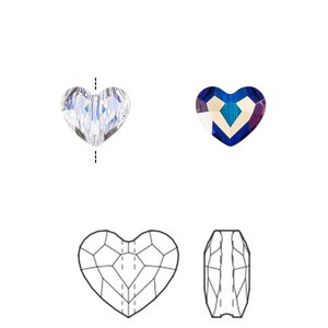 Bead 144pk crystal AB, Swarovski&reg; 8mm love 5741