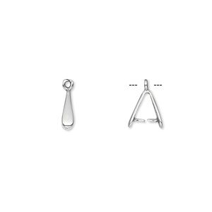 Bail, ice-pick, antiqued sterling silver, 9x2mm teardrop, 5mm grip length. Sold per pkg of 2.